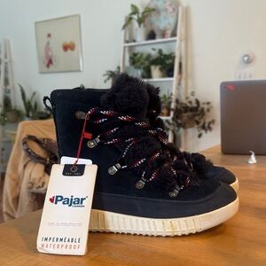 Pajar Black Winter Boots with Red Accents